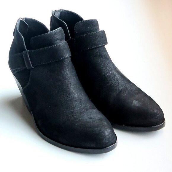 Eileen Fisher Black Nubuck Leather Almond Toe Block Heel Ankle Boots Booties 7.5 - Picture 11 of 16